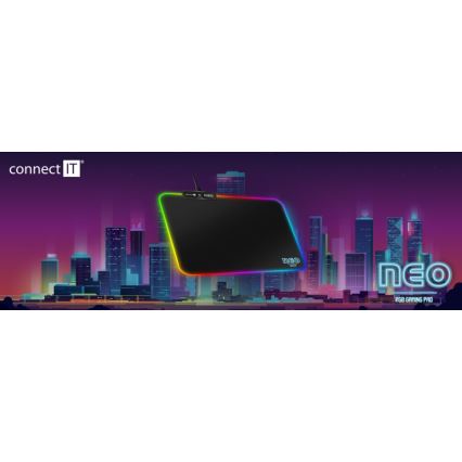 CONNECT IT CMP-3100-SM - LED RGB Gaming peles paliktnis 32x24,5 cm melna