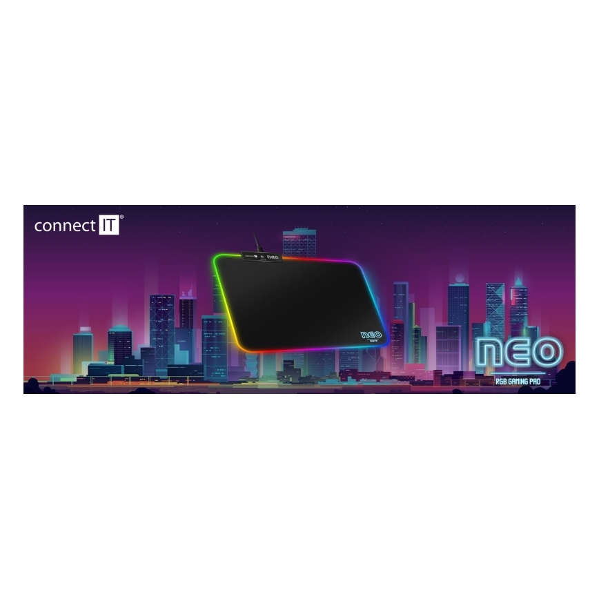 CONNECT IT CMP-3100-SM - LED RGB Gaming peles paliktnis 32x24,5 cm melna
