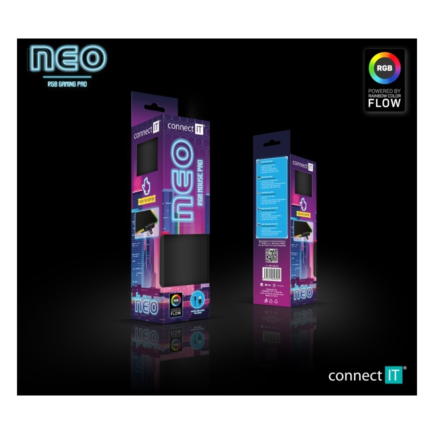 CONNECT IT CMP-3100-SM - LED RGB Gaming peles paliktnis 32x24,5 cm melna