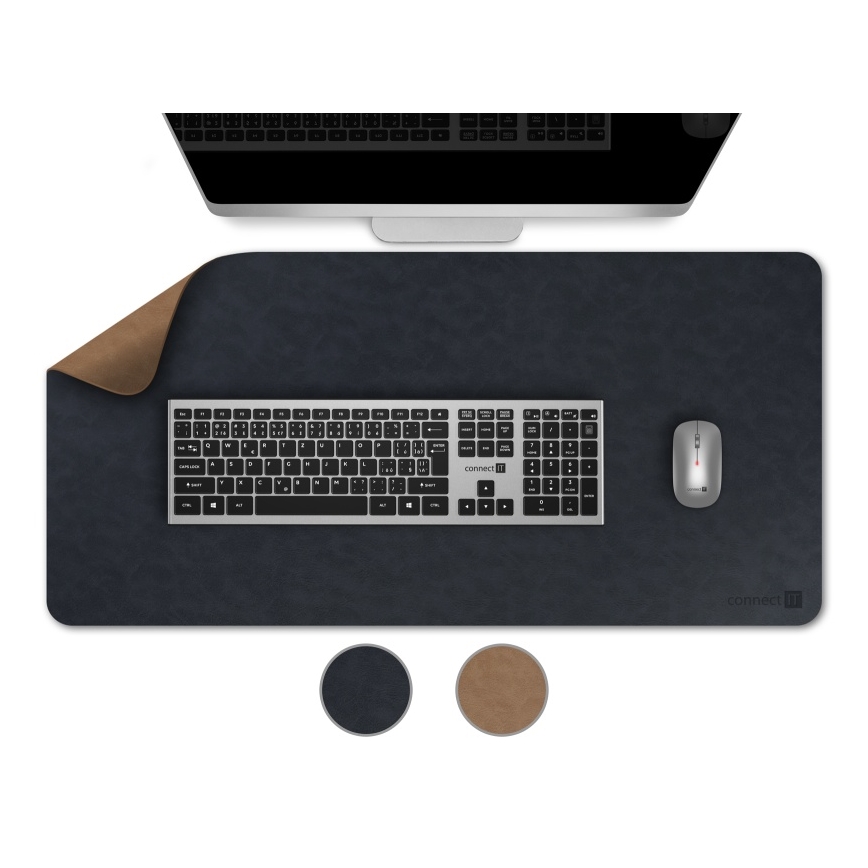 CONNECT IT CMP-4040-LG - Divpusējs tastatūras un peles paliktnis 90x40 cm zils/brūns
