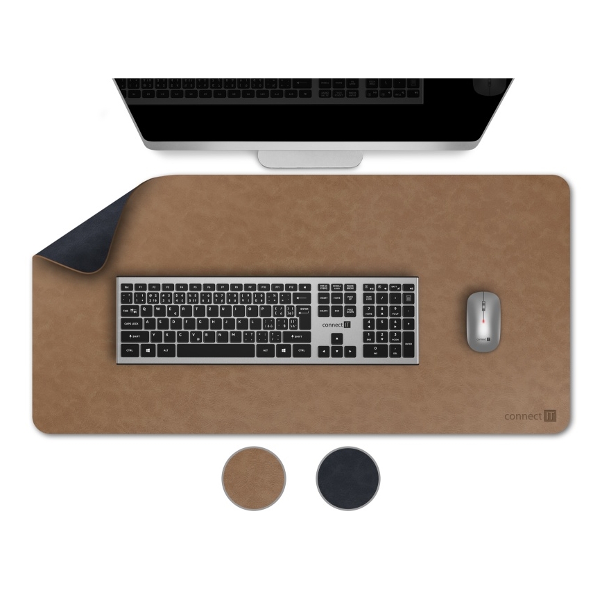 CONNECT IT CMP-4040-LG - Divpusējs tastatūras un peles paliktnis 90x40 cm zils/brūns