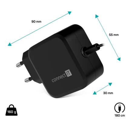 CONNECT IT CNP-1660-BK - Universāls USB-C 67W barošanas adapteris klēpjdatoriem