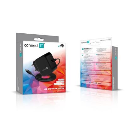 CONNECT IT CNP-1660-BK - Universāls USB-C 67W barošanas adapteris klēpjdatoriem