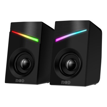 CONNECT IT CSP-1100-BK - KOMPLEKTS 2x LED RGB Gaming skaļrunis 6W/5V melna