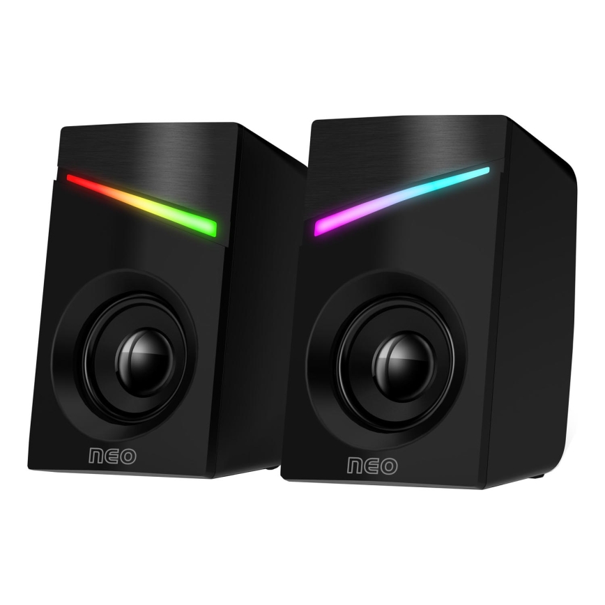 CONNECT IT CSP-1100-BK - KOMPLEKTS 2x LED RGB Gaming skaļrunis 6W/5V melna