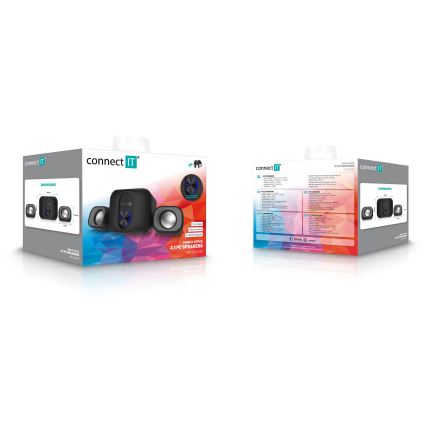 CONNECT IT CSP-2100-BK - LED Skaļruņu komplekts ar zemfrekvences skaļruni 11W/5V melna