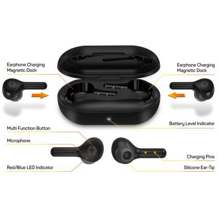 CONNECT IT HEP-5300-BK - Bezvadu austiņas ar mikrofonu 300 mAh melna