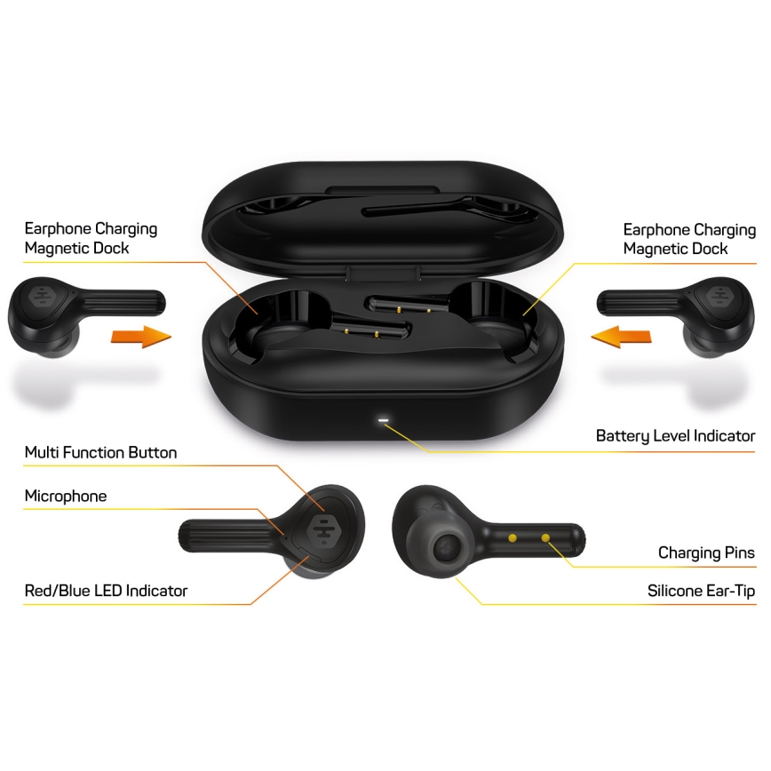 CONNECT IT HEP-5300-BK - Bezvadu austiņas ar mikrofonu 300 mAh melna