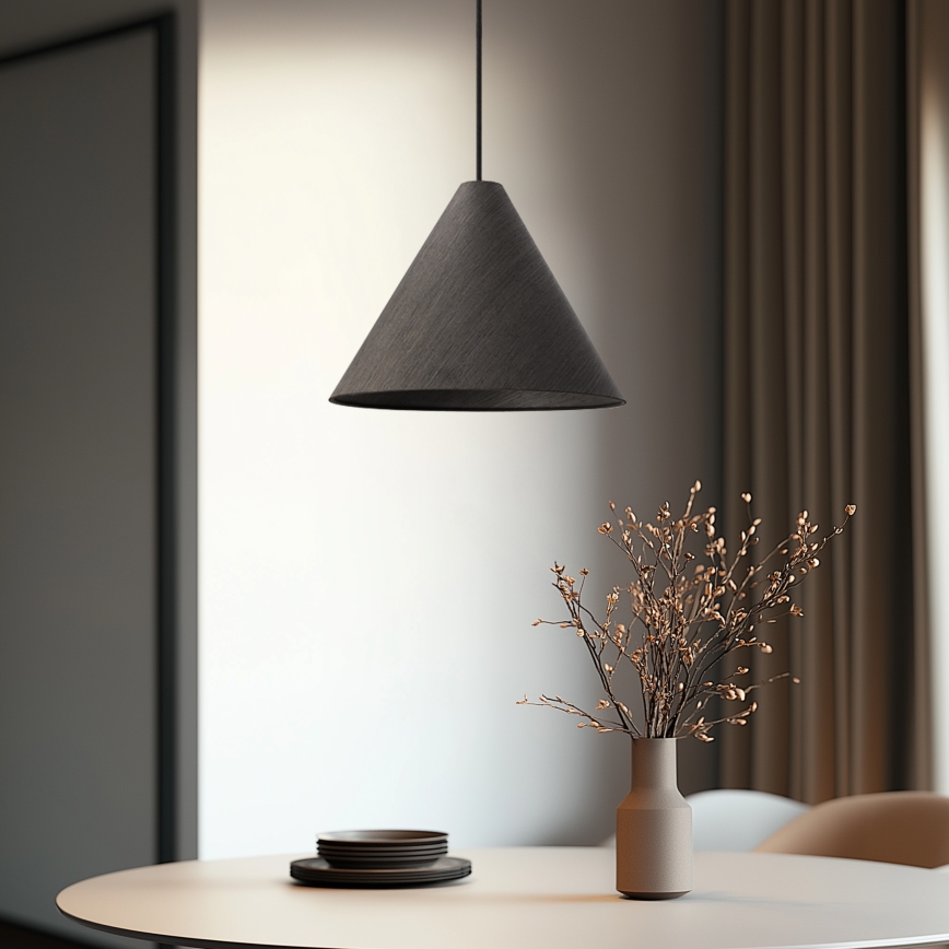 CONO pakaramā lampa uz troses 1xE27/40W/230V ar ebenes finieri