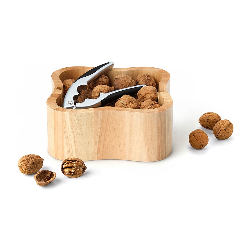 Continenta C3199 - Trauks riekstiem ar standziņām 24,5x24,5x8 cm gumijkoks