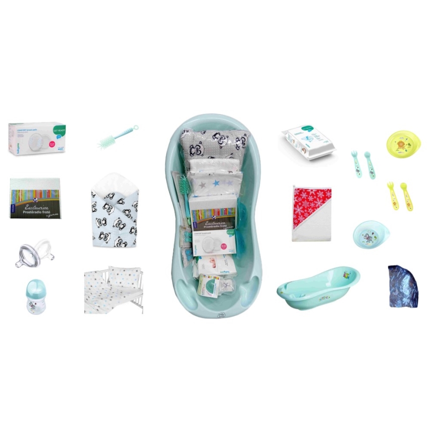 COSING - 16 daļu sākuma komplekts jaundzimušajiem, mentolkrāsas