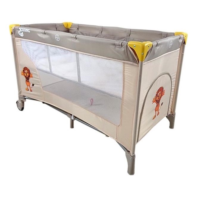 COSING - Ceļojuma gultiņa ADAM Lion Beige ar regulējamu pozicionēšanu