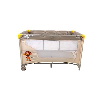 COSING - Ceļojuma gultiņa ADAM Lion Beige ar regulējamu pozicionēšanu