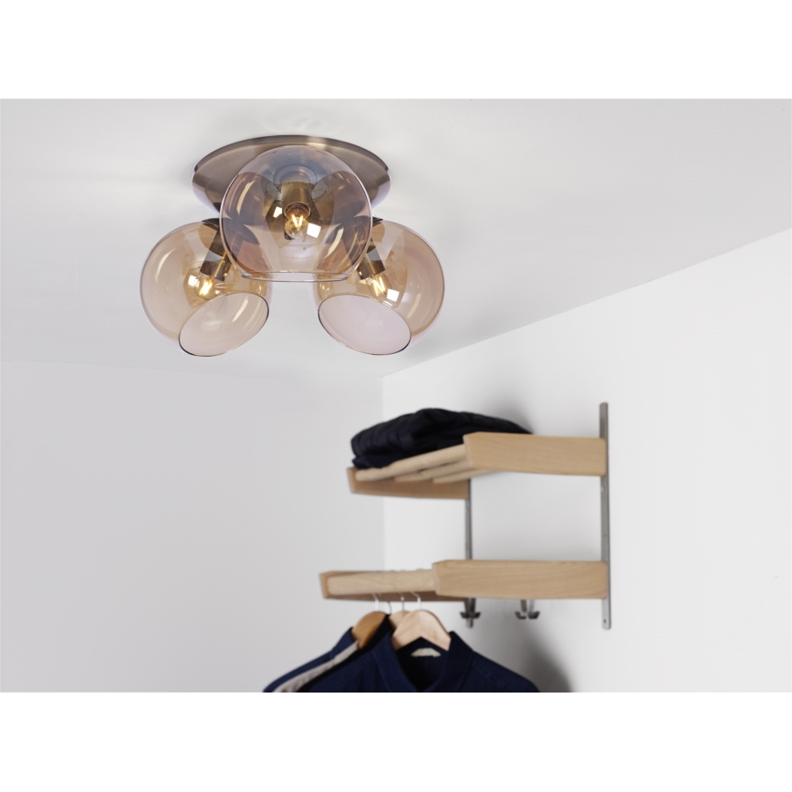 Cottex - Griestu gaismeklis CAPELLA 3xE14/40W/230V Ø 37 cm dūmakains/brūns