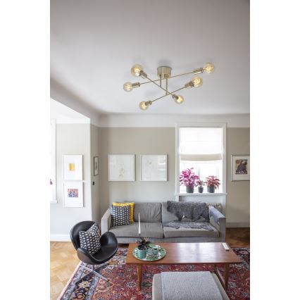 Cottex - Virsmas montējamā griestu lampa BATON 6xE27/60W/230V misiņš