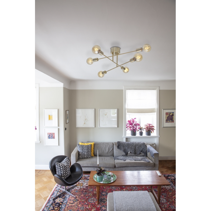 Cottex - Virsmas montējamā griestu lampa BATON 6xE27/60W/230V misiņš