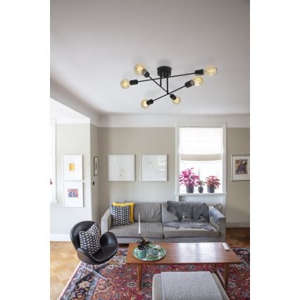 Cottex - Virsmas piestiprināms griestu lustrs BATON, 6x E27, maks. 60W, 230V, melns