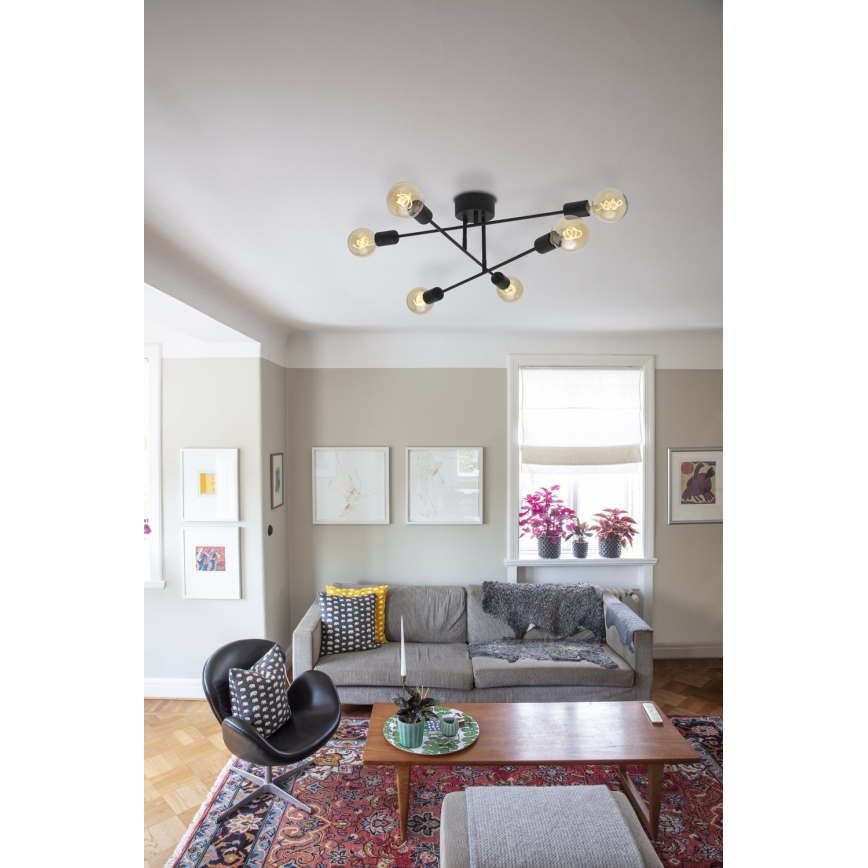 Cottex - Virsmas piestiprināms griestu lustrs BATON, 6x E27, maks. 60W, 230V, melns