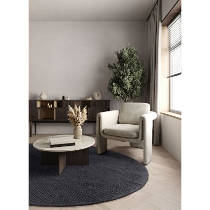 Dabīgs apaļš paklājs FIR WOOL 160 cm 2600 g/m2 antracīts