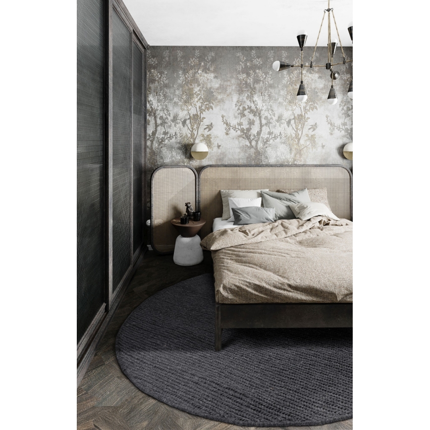 Dabīgs apaļš paklājs FIR WOOL 160 cm 2600 g/m2 antracīts