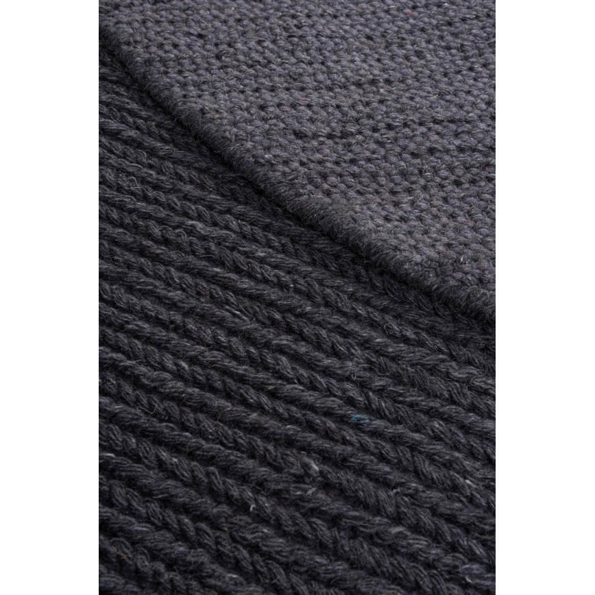 Dabīgs apaļš paklājs FIR WOOL 160 cm 2600 g/m2 antracīts