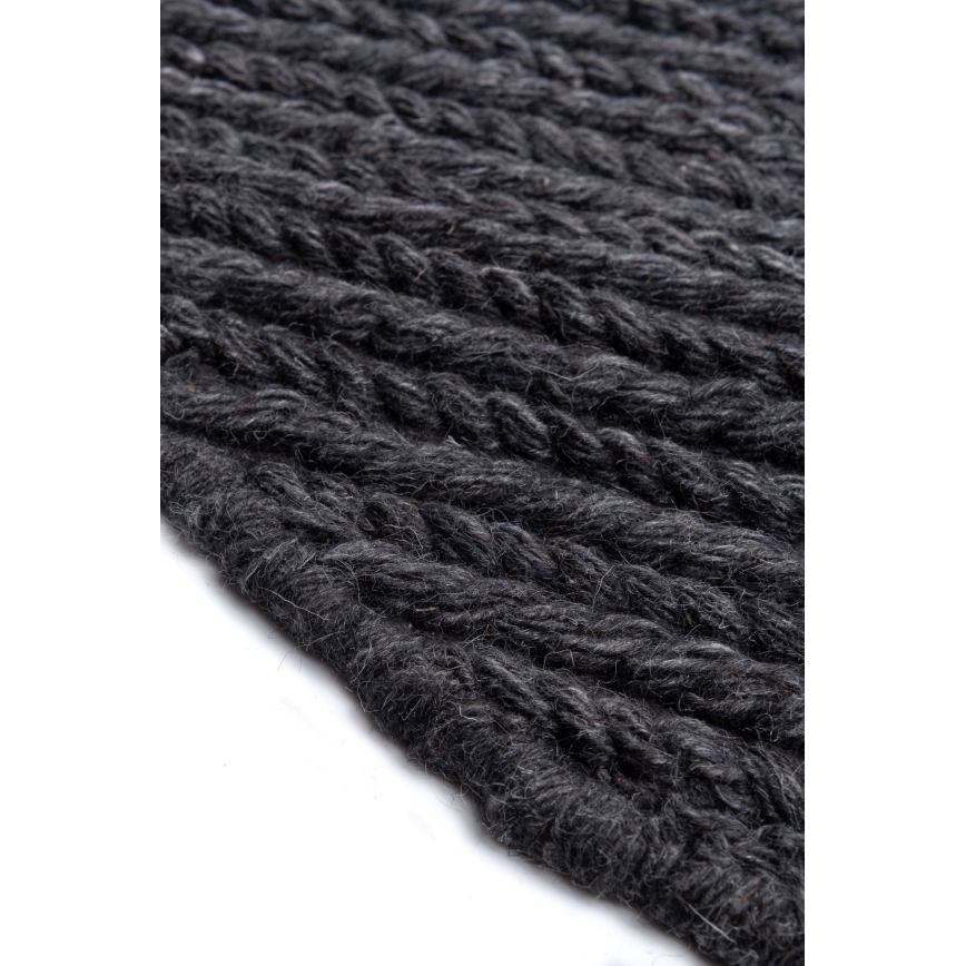 Dabīgs apaļš paklājs FIR WOOL 160 cm 2600 g/m2 antracīts