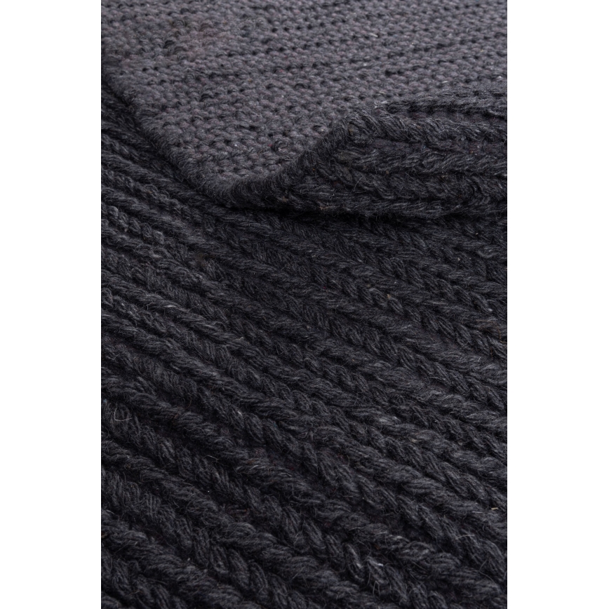Dabīgs apaļš paklājs FIR WOOL 160 cm 2600 g/m2 antracīts
