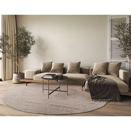 Dabīgs apaļš paklājs FIR WOOL 160 cm 2600 g/m2 bēšs