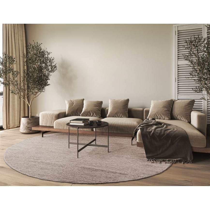 Dabīgs apaļš paklājs FIR WOOL 160 cm 2600 g/m2 bēšs