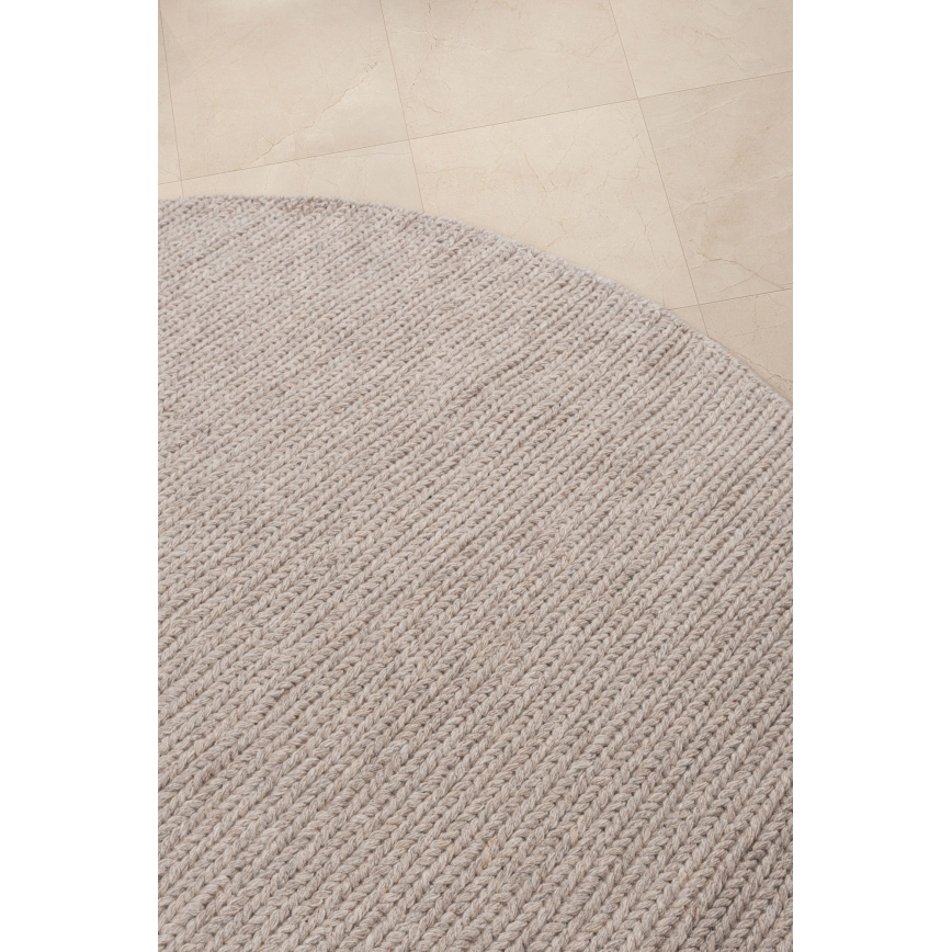 Dabīgs apaļš paklājs FIR WOOL 160 cm 2600 g/m2 bēšs