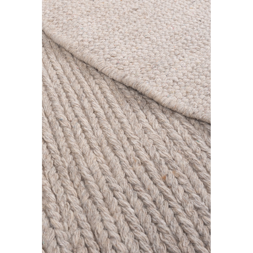 Dabīgs apaļš paklājs FIR WOOL 160 cm 2600 g/m2 bēšs