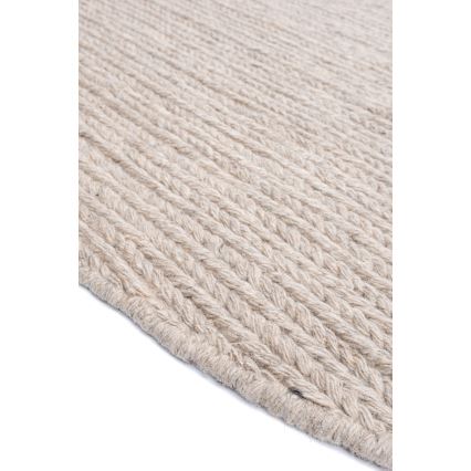 Dabīgs apaļš paklājs FIR WOOL 160 cm 2600 g/m2 bēšs