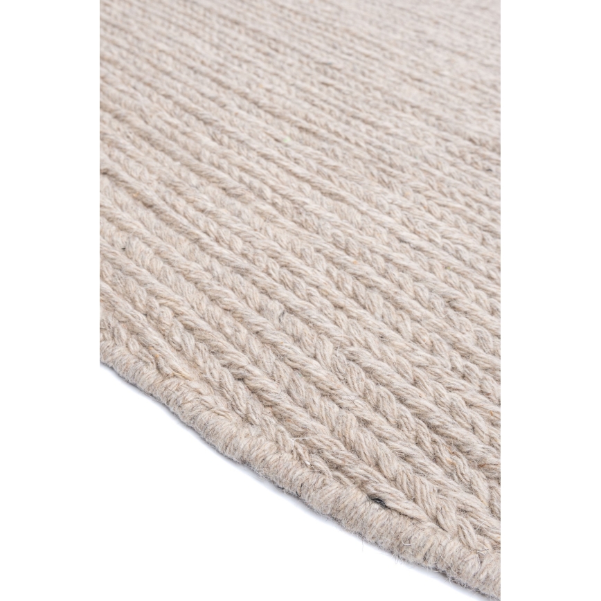 Dabīgs apaļš paklājs FIR WOOL 160 cm 2600 g/m2 bēšs
