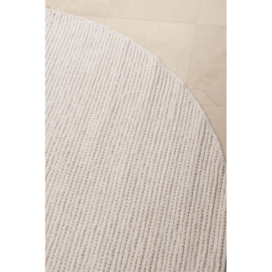 Dabisks apaļš paklājs FIR WOOL, 160 cm, 2600 g/m2, krēmkrāsa