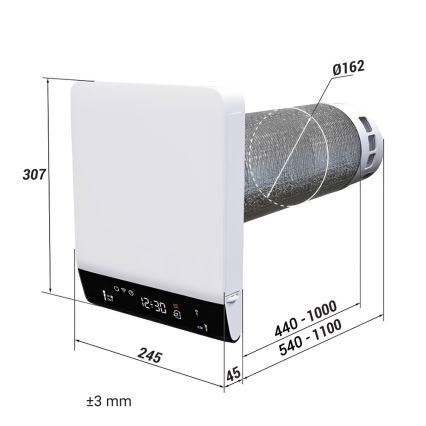 Dalap 25B160 - Vietējais istabas rekuperators BRISE 160 22W/230V Wi-Fi + tālvadība