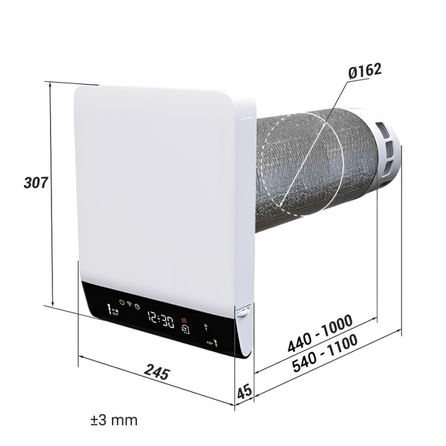Dalap 25B160 - Vietējais istabas rekuperators BRISE 160 22W/230V Wi-Fi + tālvadība
