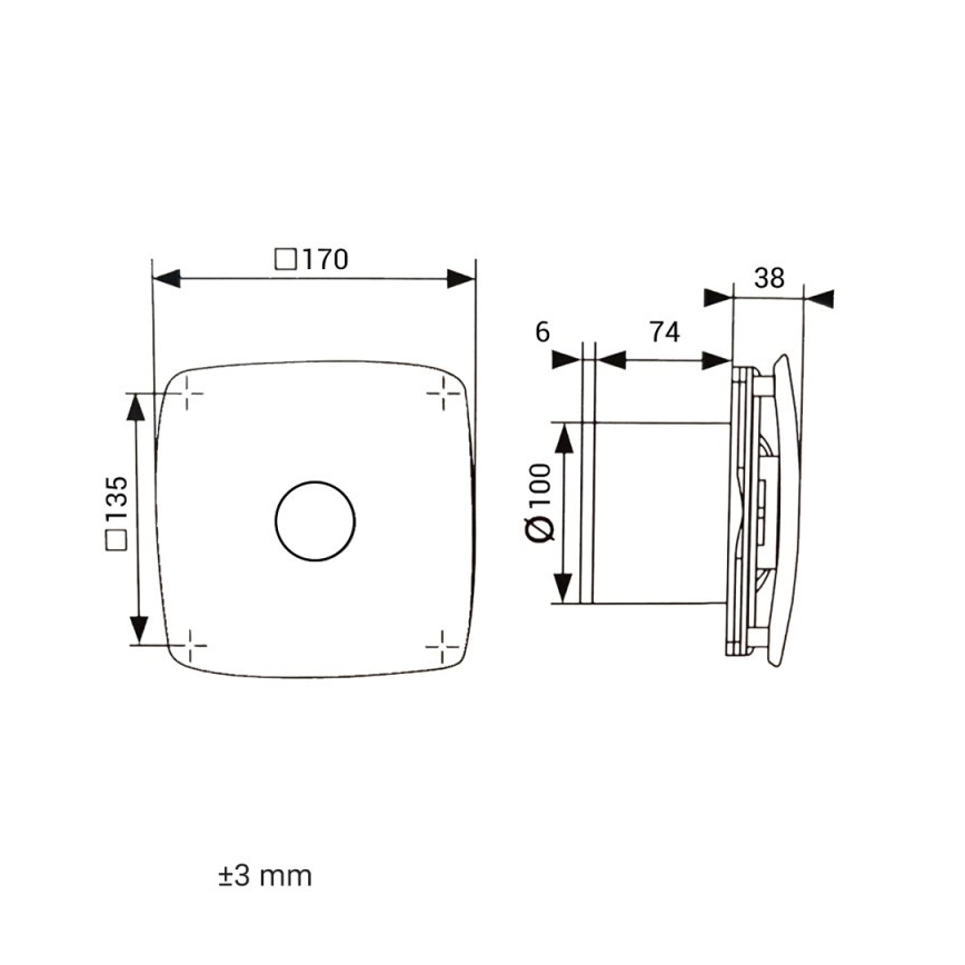Dalap 41093 - Aksiālais ventilators 100 ONYX 14W/230V