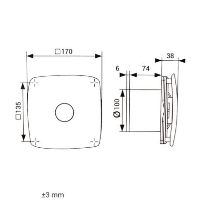 Dalap 41093zw - Aksiālais ventilators ar taimeri 100 ONYX ZW 14W/230V
