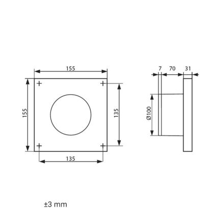 Dalap 41095ZW - Aksiālais ventilators ar taimeri un mitruma sensoru 100 DARK ZW 8,4W/230V