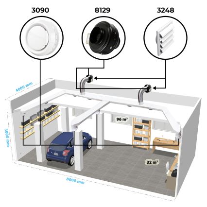 Dalap 8128 - Radiālais kanāla ventilators TURBINE M 100 60W/230V