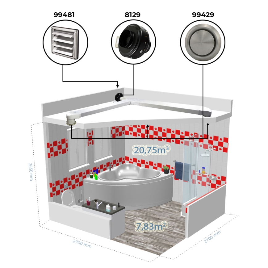 Dalap 8129 - Radiālais kanāla ventilators TURBINE M 125 62W/230V
