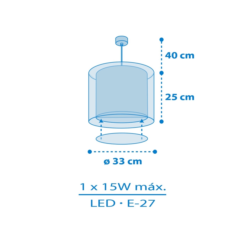Dalber 40672 - Bērnu lustra WORLD 1xE27/15W/230V zila