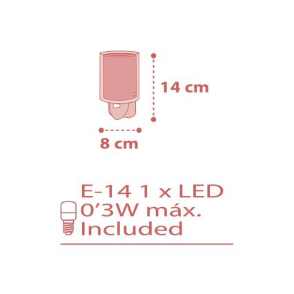 Dalber 41005S - LED Kontaktligzdas lampa DOTS 1xE14/0,3W/230V