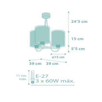 Dalber 41007H - Bērnu lustra DOTS 3xE27/60W/230V