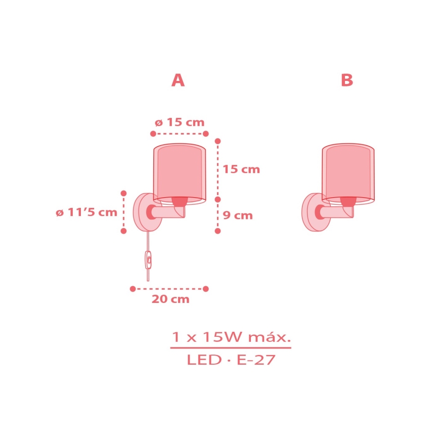 Dalber 41199 - Bērnu sienas lampa RAINBOW 1xE27/15W/230V daudzkrāsaina