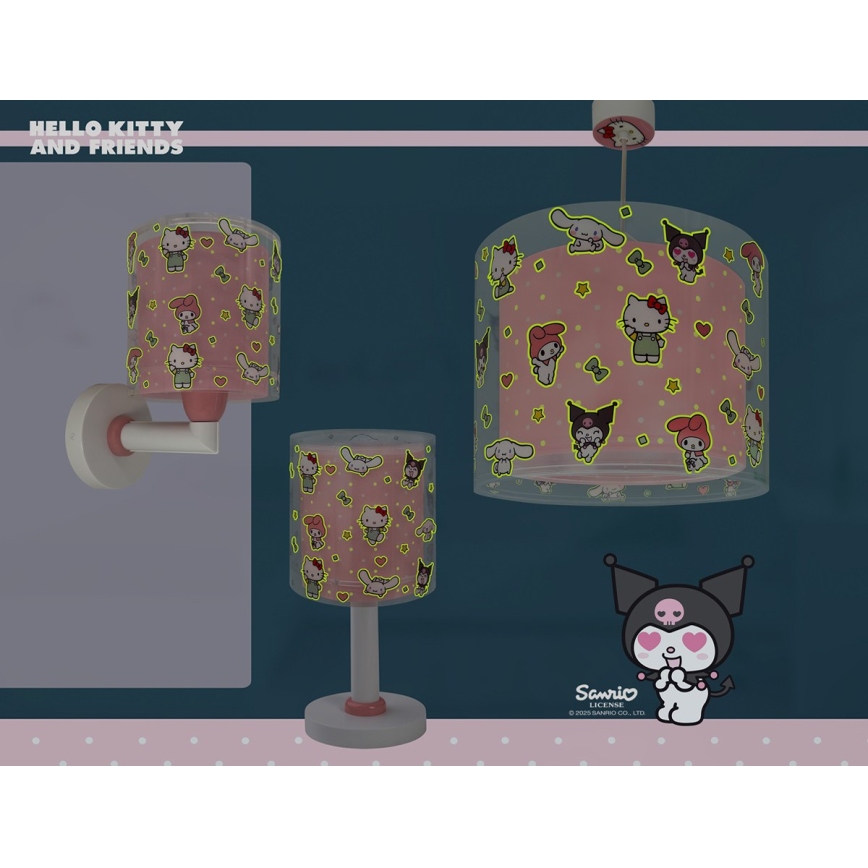 Dalber 41259 - Bērnu sienas lampa HELLO KITTY&FRIENDS 1xE27/15W/230V rozā
