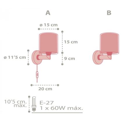 Dalber 41439 - Bērnu sienas gaismeklis COLOR RAIN 1xE27/60W/230V