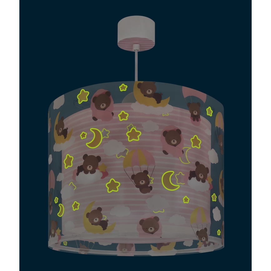 Dalber 41572S - Bērnu lustra BABY TEDDY, 1xE27/15W/230V, rozā
