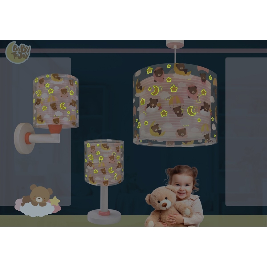 Dalber 41572S - Bērnu lustra BABY TEDDY, 1xE27/15W/230V, rozā