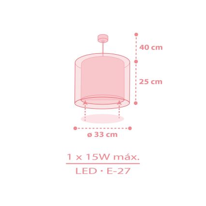 Dalber 41572S - Bērnu lustra BABY TEDDY, 1xE27/15W/230V, rozā